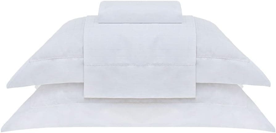 Buddemeyer Jogo de Cama Queen Cetim 300 Fios Damask Square 100% Algodão Penteado Branco 4 peças