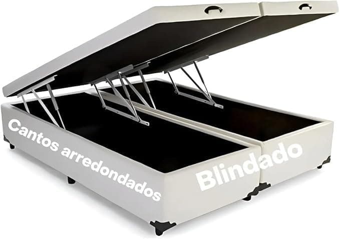 Cama Box Baú Bipartida King - Blindada, Super Reforçada (Courino Cinza)