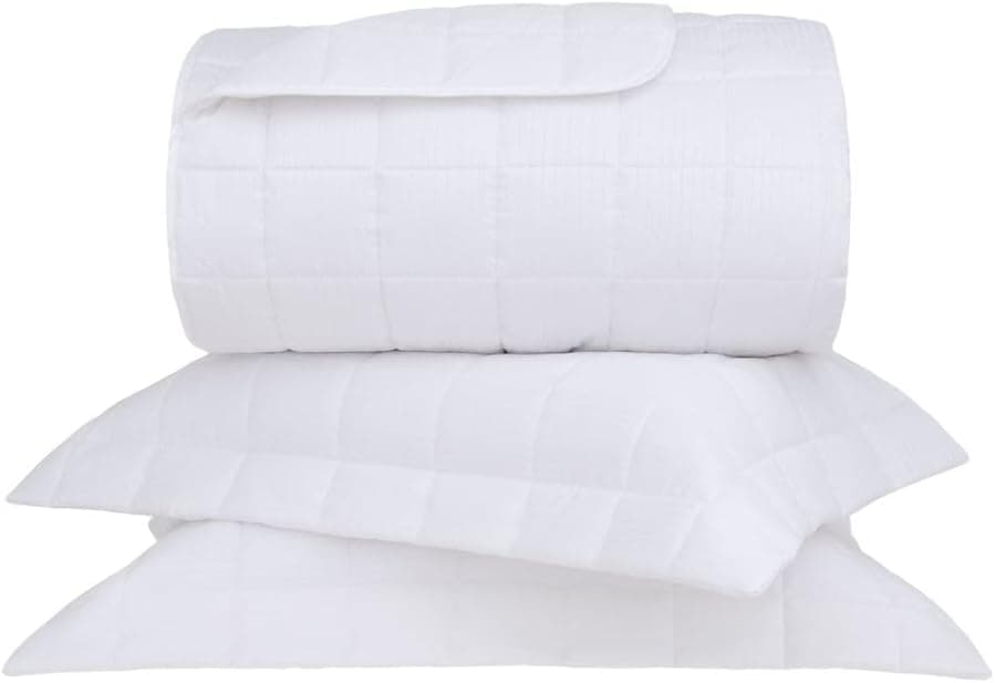 Buddemeyer Kit Colcha King Cetim 300 Fios Damask Stripes 100% Algodão Penteado Branco 3 peças - Imagem 3