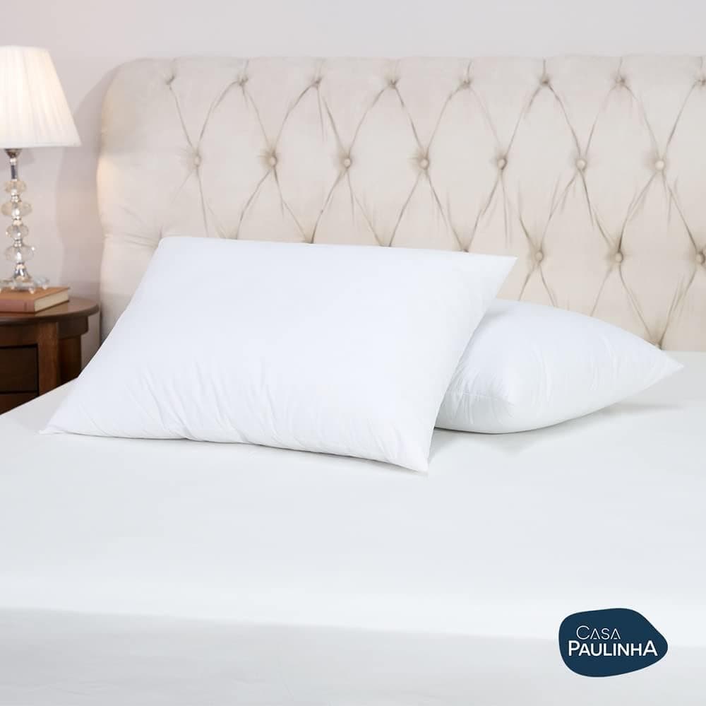 Kit 02 Travesseiros Toque de Pluma Pena Percal 180 Fios 50x70cm Lavável, Antiácaro, Antialérgico - Imagem 4