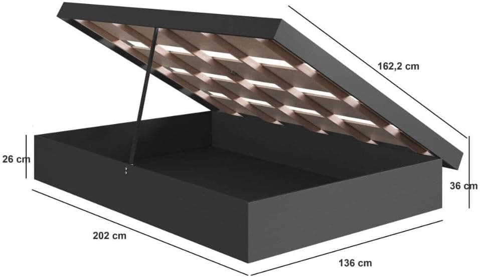 Cama Box Casal Queen com Baú Cb1160 158x198cm Haste Articulável de Aço Grafite - Art In Móveis - Imagem 4