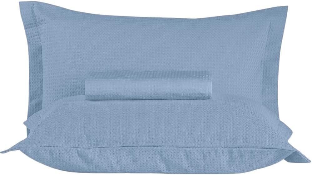 Colcha 100% Algodão Piquet Gênova Teka Luxo (AZUL, KING COM PORTA TRAVESSEIRO)