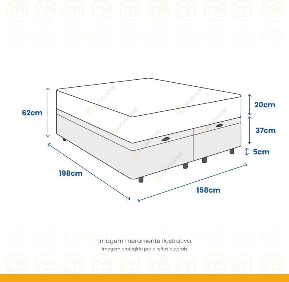 Cama Box Com Baú Queen + Colchão De Molas - Anjos - Classic Superlastic 158cm - Imagem 3