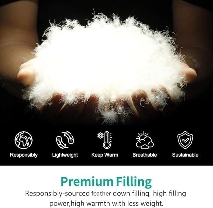 APSMILE Edredom Queen de fibras de penas pesadas - ultramacio luxo de alta potência de enchimento estilo hotel mais grosso enchimento de inverno para clima frio/dormir (90 x 90, branco) - Imagem 4