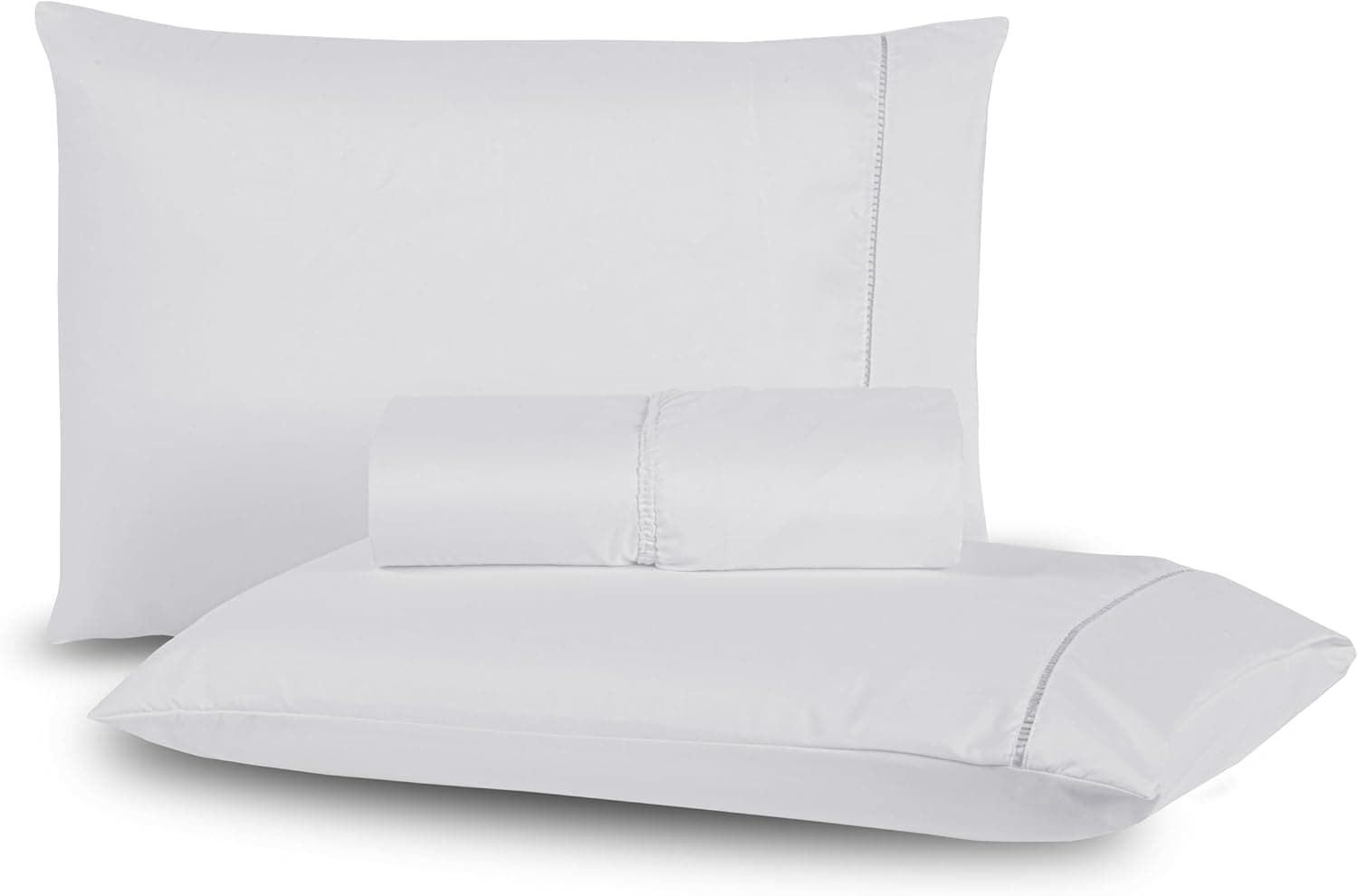 Jogo de Lençol 03 Peças 400 Fios Ponto Palito Toque Macio (Branco, King)