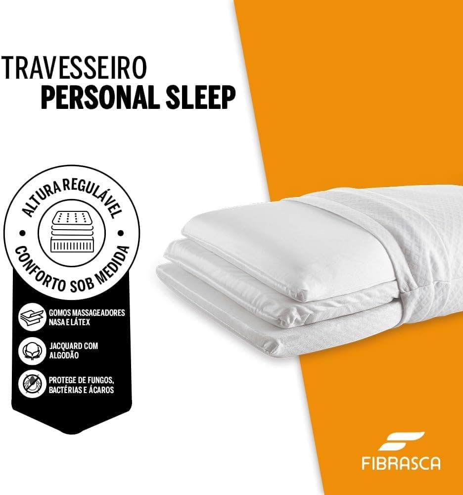 Travesseiro Regulável Visco NASA, Espuma Massageadora e Látex, Personal Sleep, 50x70 cm, Fibrasca - Imagem 3