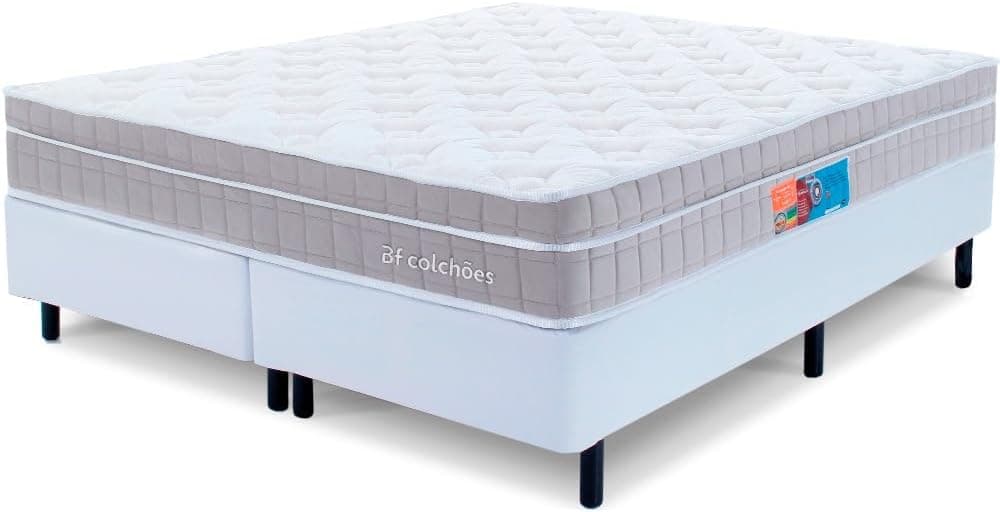 Cama Box King Colchão Molas Ensacadas Espuma Nasa Viscoelástica D33 com Pillow - Bf Colchões
