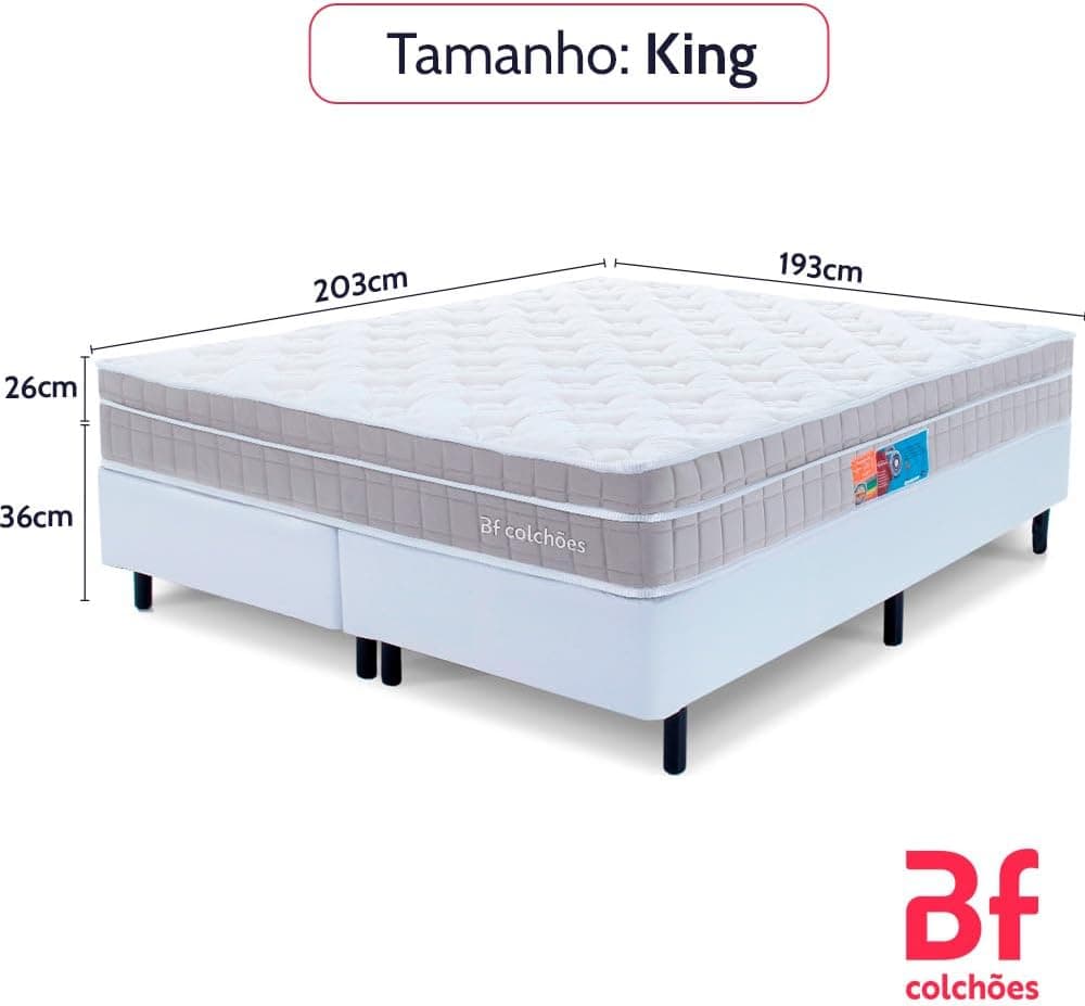 Cama Box King Colchão Molas Ensacadas Espuma Nasa Viscoelástica D33 com Pillow - Bf Colchões - Imagem 3