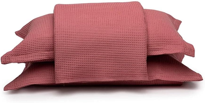 Kit Colcha Piquet Liso - 100% Algodão - Piquet Rosa 9285 - Queen