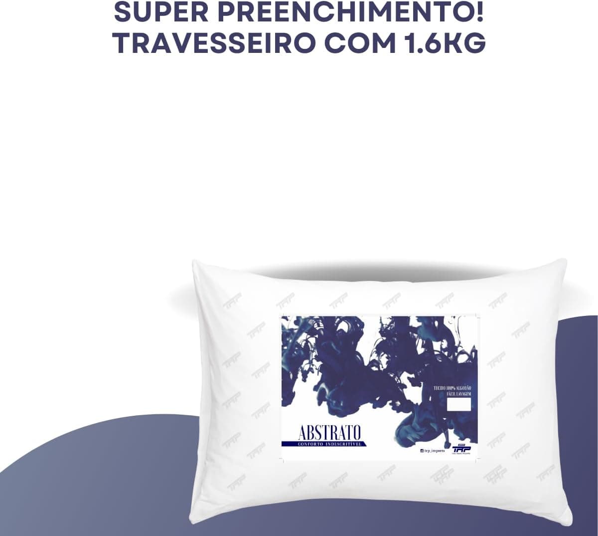 Kit 2 Travesseiros TRP Imports Abstrato Luxo Fibra De Plumas Mega Confortável - Imagem 4