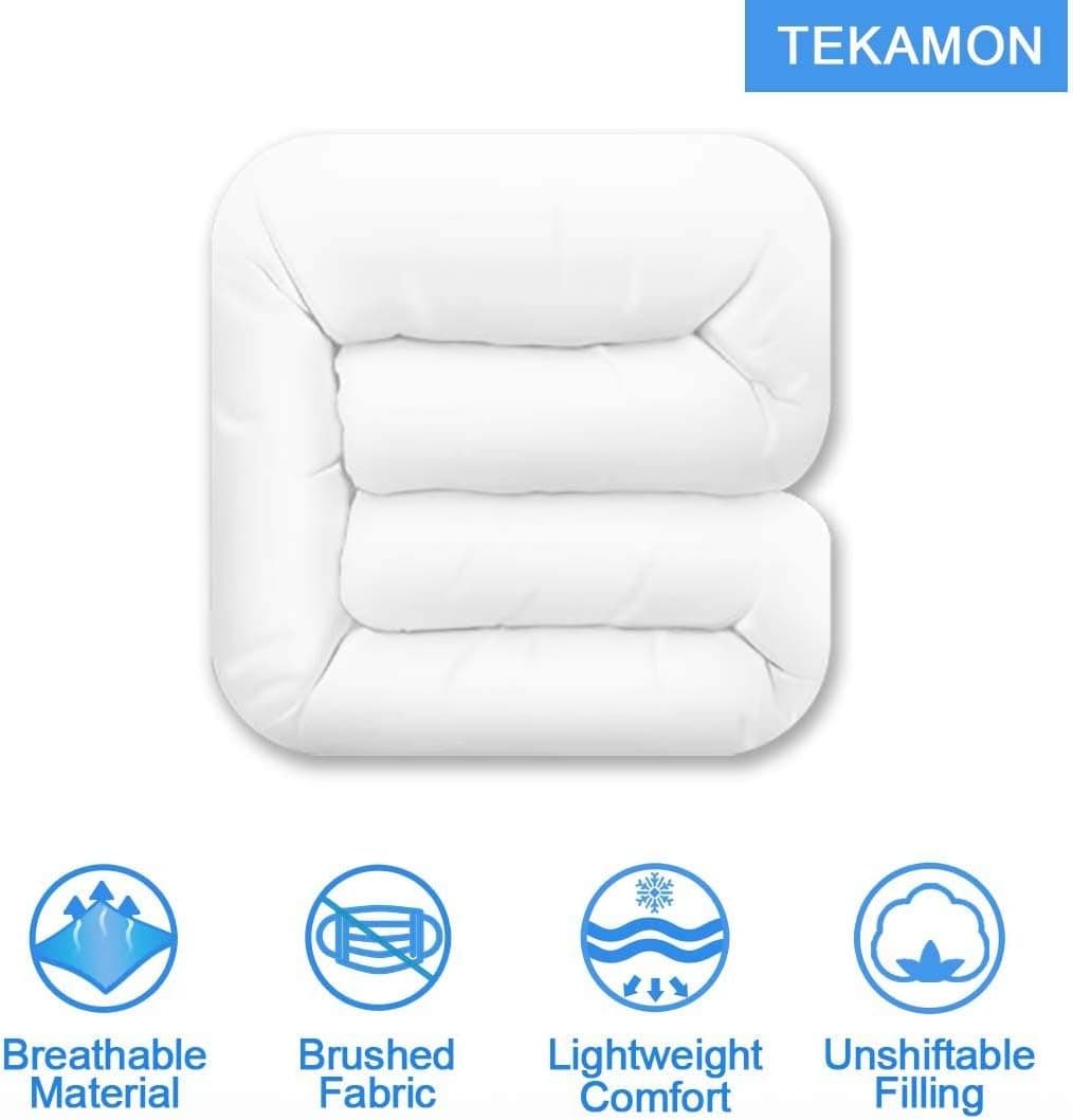 TEKAMON Capa de Duvet Queen Microfibra Branca, Hipoalergênica e Respirável, 223 x 223 cm - Imagem 3