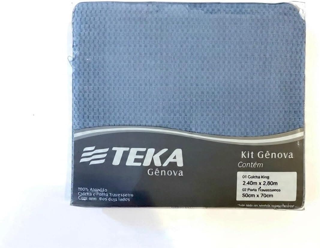 Colcha 100% Algodão Piquet Gênova Teka Luxo (AZUL, KING COM PORTA TRAVESSEIRO) - Imagem 4