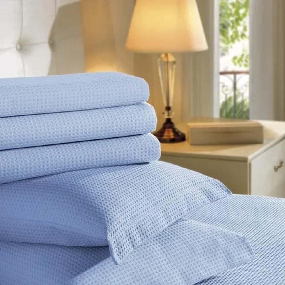 Colcha 100% Algodão Piquet Gênova Teka Luxo (AZUL, KING COM PORTA TRAVESSEIRO) - Imagem 3