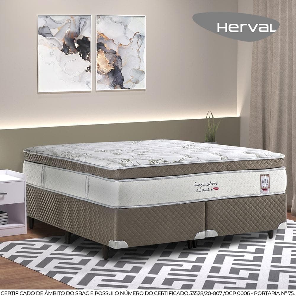Cama Box Herval Queen Imperatore, 73x158x198 cm, Molas Ensacadas - Imagem 3