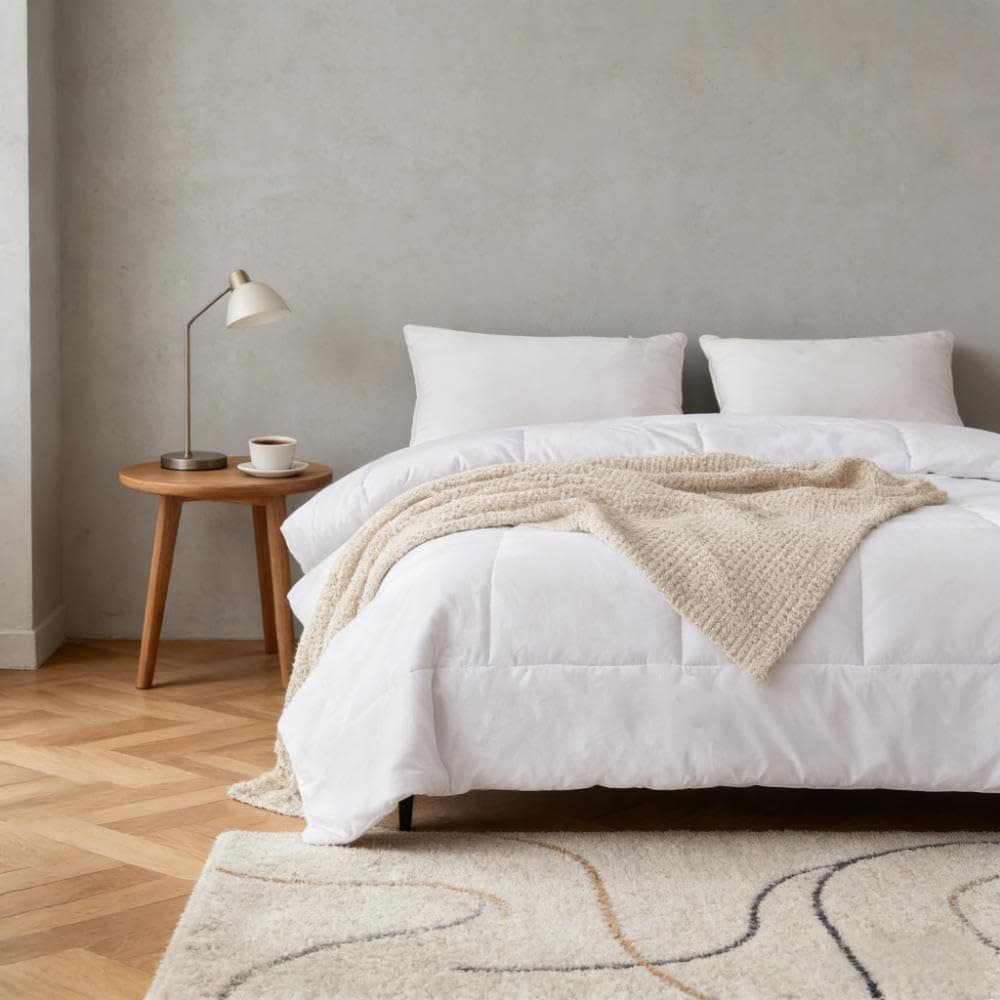 Simple&Opulence Edredão alternativo, enchimento de edredom king size com capa 100% algodão, microfibra ultramacia acolchoada para todas as estações, respirável e refrescante (king, branco) - Imagem 3