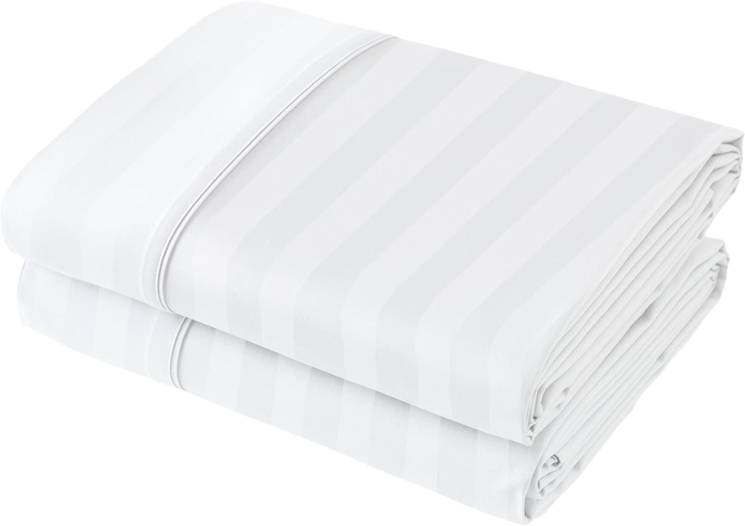 Pacote com apenas 2 lençóis de cima, tamanho king, 400 fios, 100% algodão egípcio - resistente a rugas, desbotamento, manchas (listrado, king, pacote com 2)