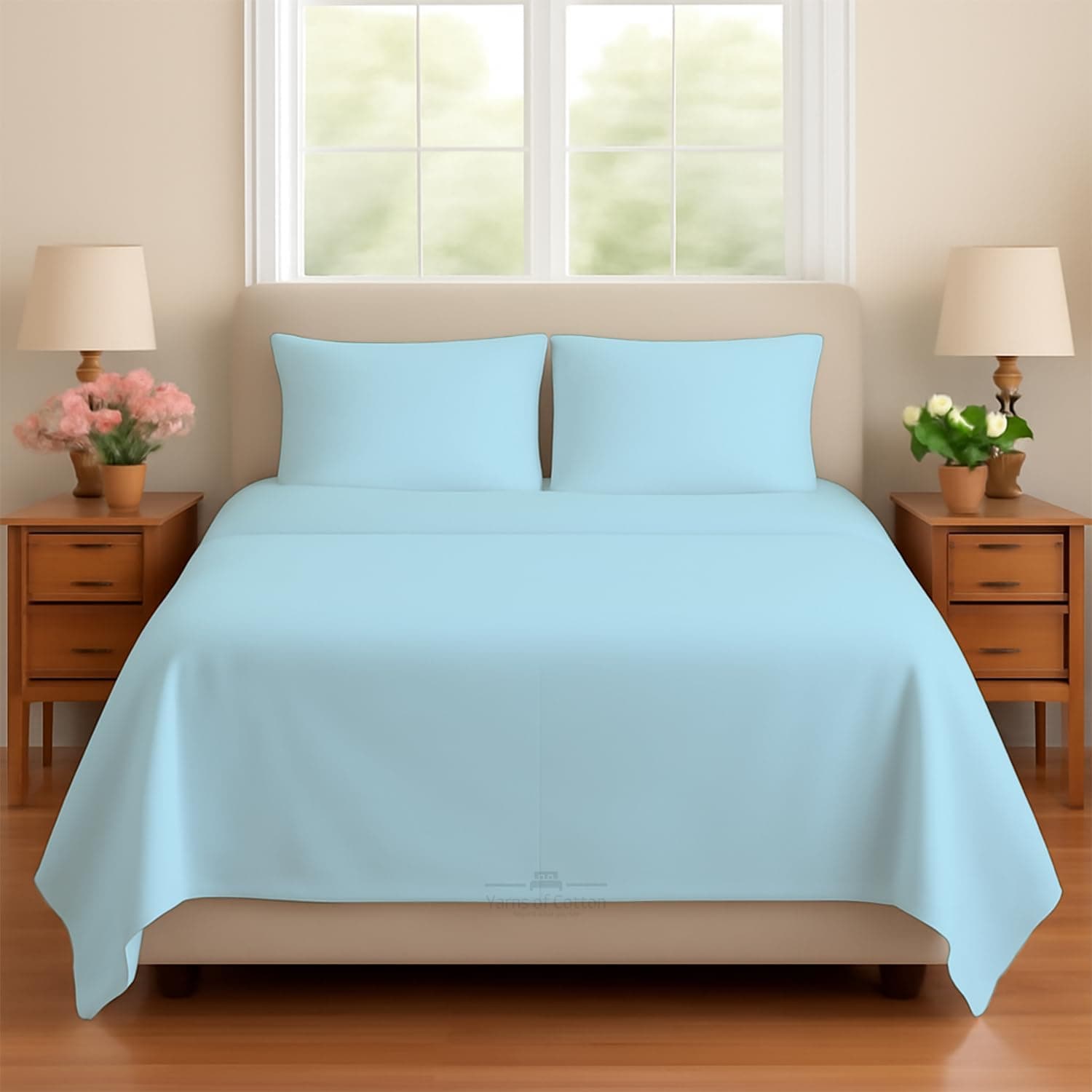 Conjunto de lençóis de sofá-cama Sleeper – Lençóis de sofá-cama queen azul claro sólido – Conjunto de lençóis de 4 peças para sofá-cama – 100% algodão 400 fios – Lençóis de sofá-cama – Cabe em colchões de até 15 cm de altura