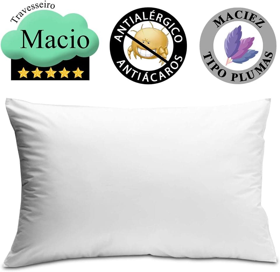 Kit 4 Travesseiro Antialérgico Percal 180 Fios Ecoplumas Fibra Siliconada Macio Lavável 50x70x14cm BF Colchões - Imagem 3