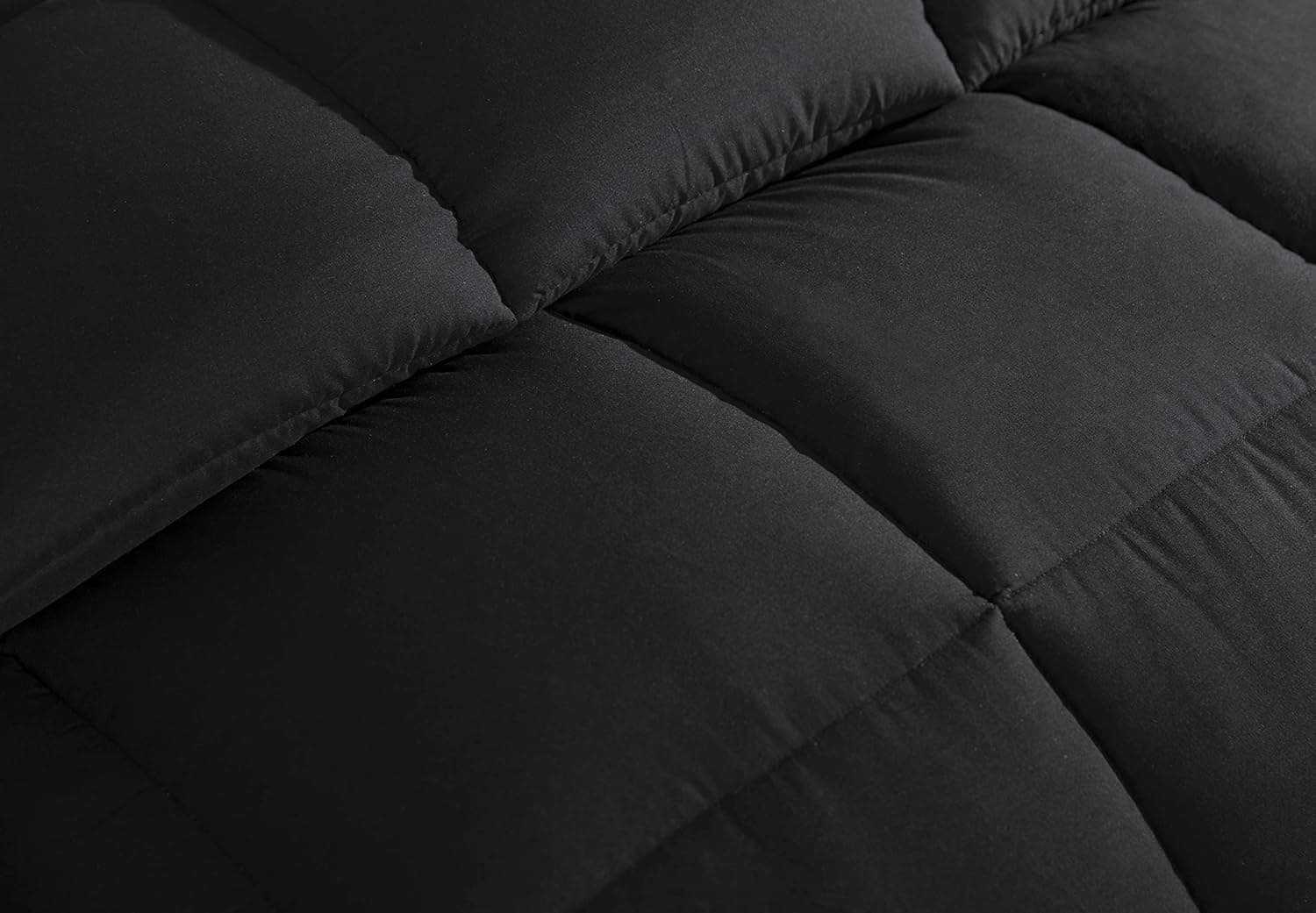 Enchimento de edredom alternativo Chezmoi Collection White Down - abas de canto, costura dupla, bordas caneladas, fibra siliconizada, protege contra ácaros de poeira, hipoalergênico, sem alergias, Preto, Oversized King - Imagem 4