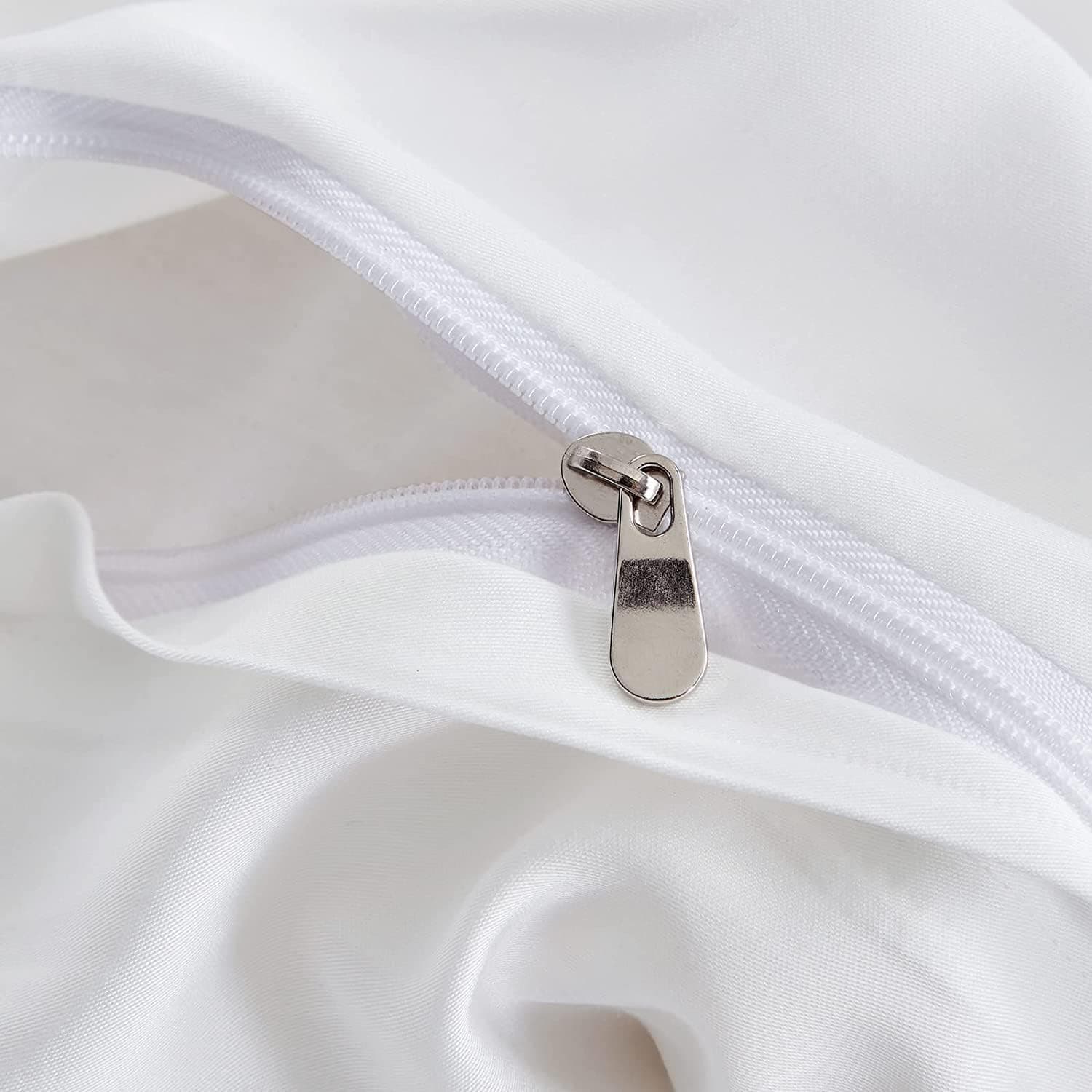 Qualidade premium 98x108 Super King Size Branco Sólido Conjunto de Capa de Edredom Fecho de Zíper e Laços de Canto Fácil Ajuste, Respirável 800-TC Ultra Macia Fronha 2 peças 100% Algodão Egípcio - Imagem 4