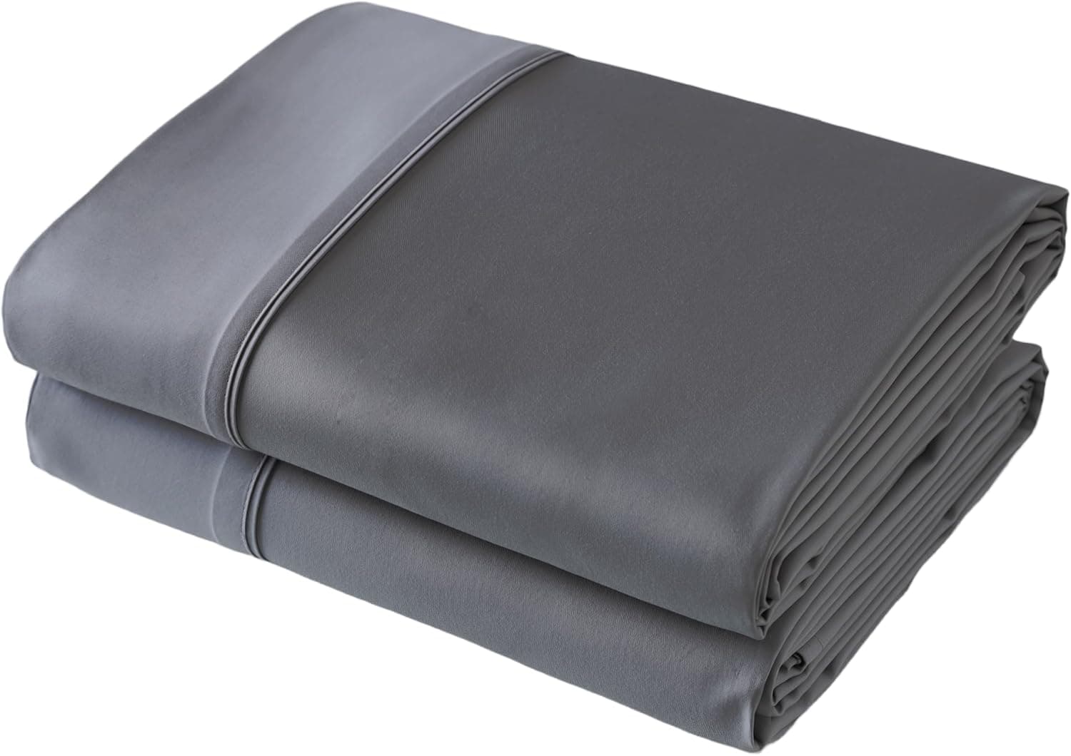 Pacote com apenas 2 lençóis de cima, tamanho Queen, 400 fios, 100% algodão egípcio - resistente a rugas, desbotamento, manchas (cinza escuro, queen, pacote com 2)