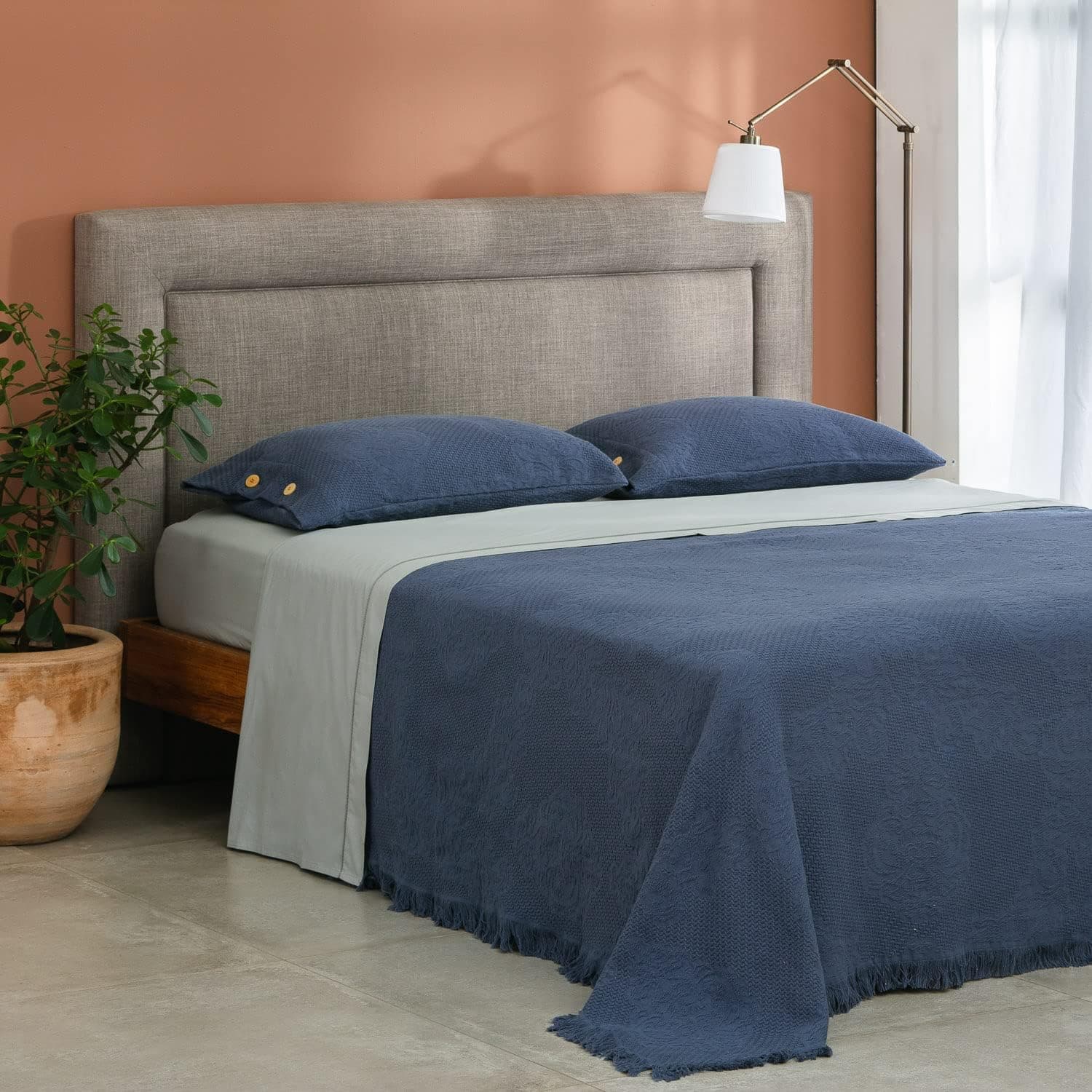 Colcha King Buddemeyer Medalhão 100% Algodão Azul - Imagem 3