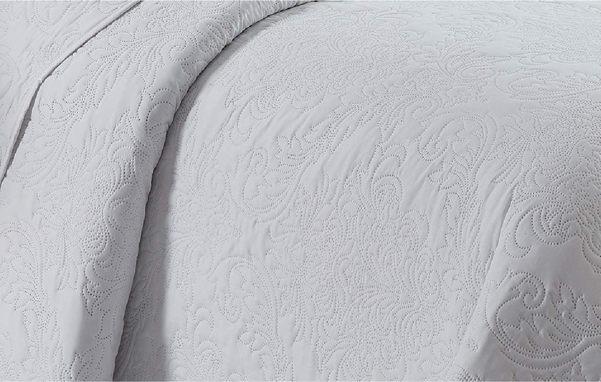 Conjunto de colcha em relevo elegante para coleção de casa, leve, cor sólida, novo, Branco, King/Cal King - Imagem 3