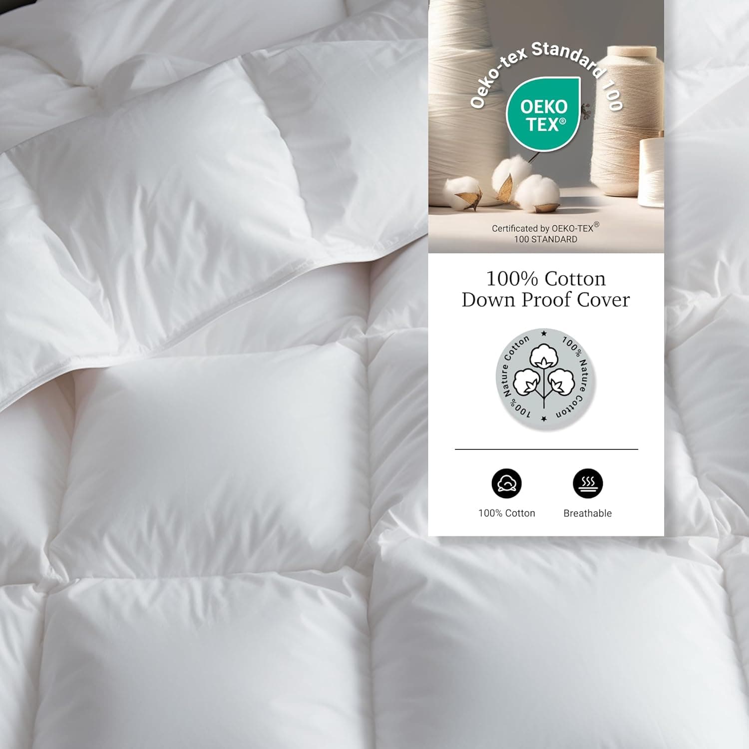 Hotel Grand Edredom de penas de ganso branco de luxo king size, 100% algodão ultramacio enchimento de edredom King, hipoalergênico de hotel extra quente 2,693 g, branco 266 x 224 cm - Imagem 4