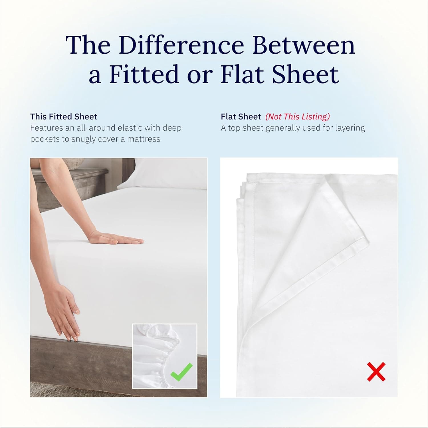 California Design Den Lençol Queen com elástico Queen - 100% algodão 400 fios cetim, lençol Queen com elástico alto - branco - Imagem 3