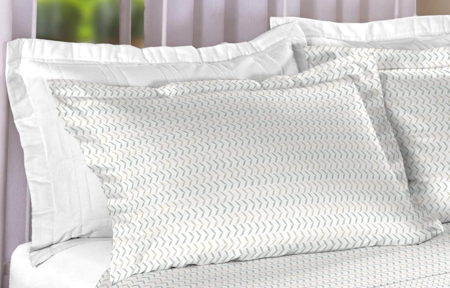 Jogo de Cama 180 FIOS, varias estampas e tamanhos, Lençol Percal 100% Algodão, 4 Peças - Bem Lunar (Branco Minimal, Casal) - Imagem 3