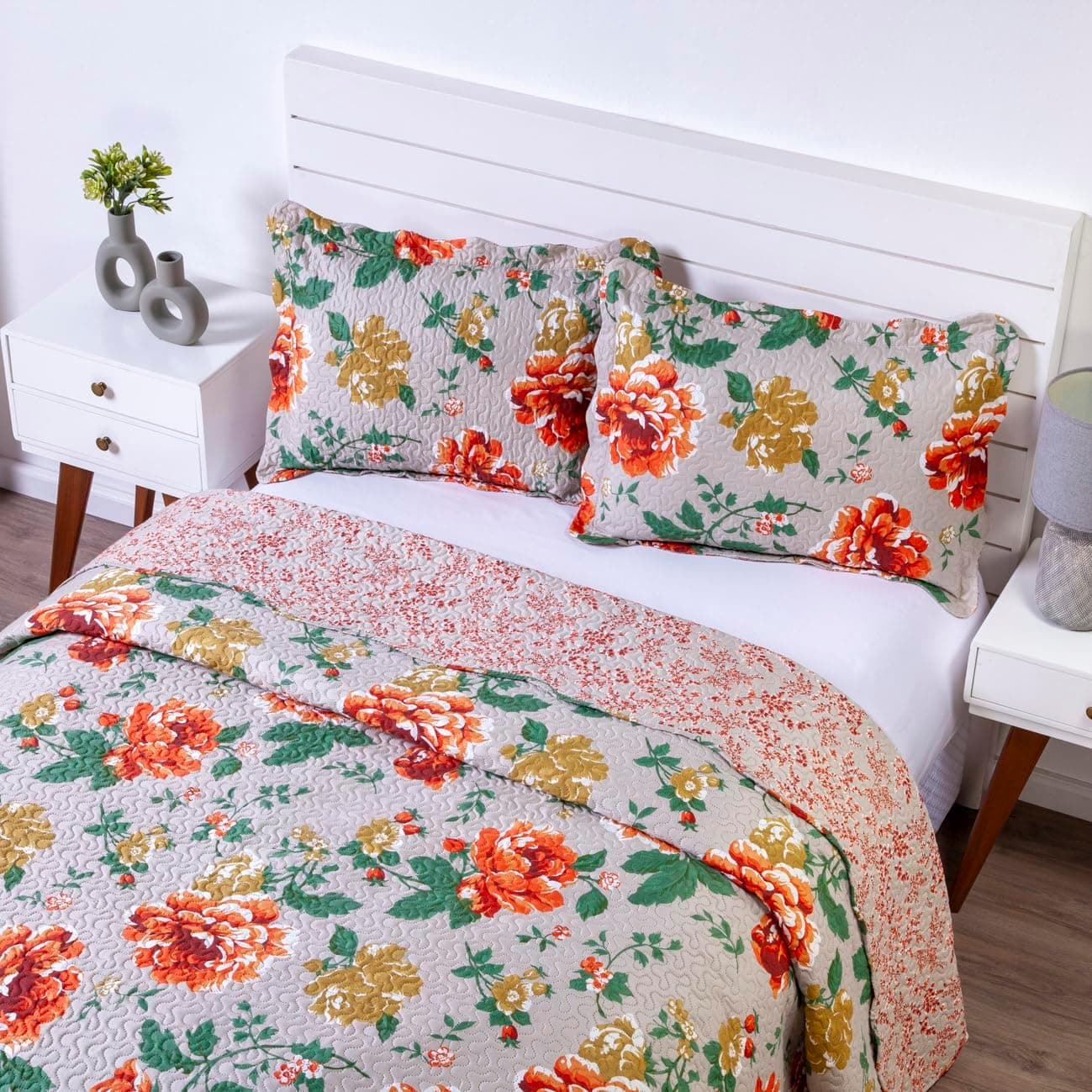 Colcha Bouti Cobre Leito Tecido Liso Dupla Face Queen 03 Peças - Matelado (BEGE)