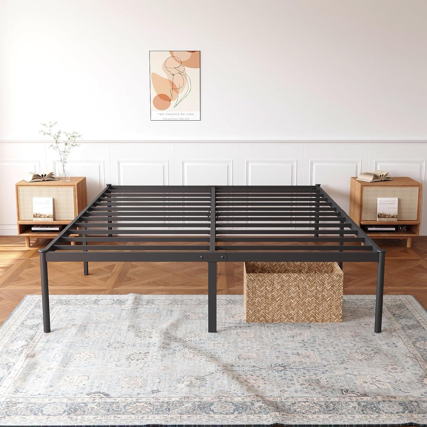 Estrutura De Cama De Metal, Não Precisa de Box Spring,Com Espaço De Armazenamen Cor Preto (QUEEN) - Imagem 3