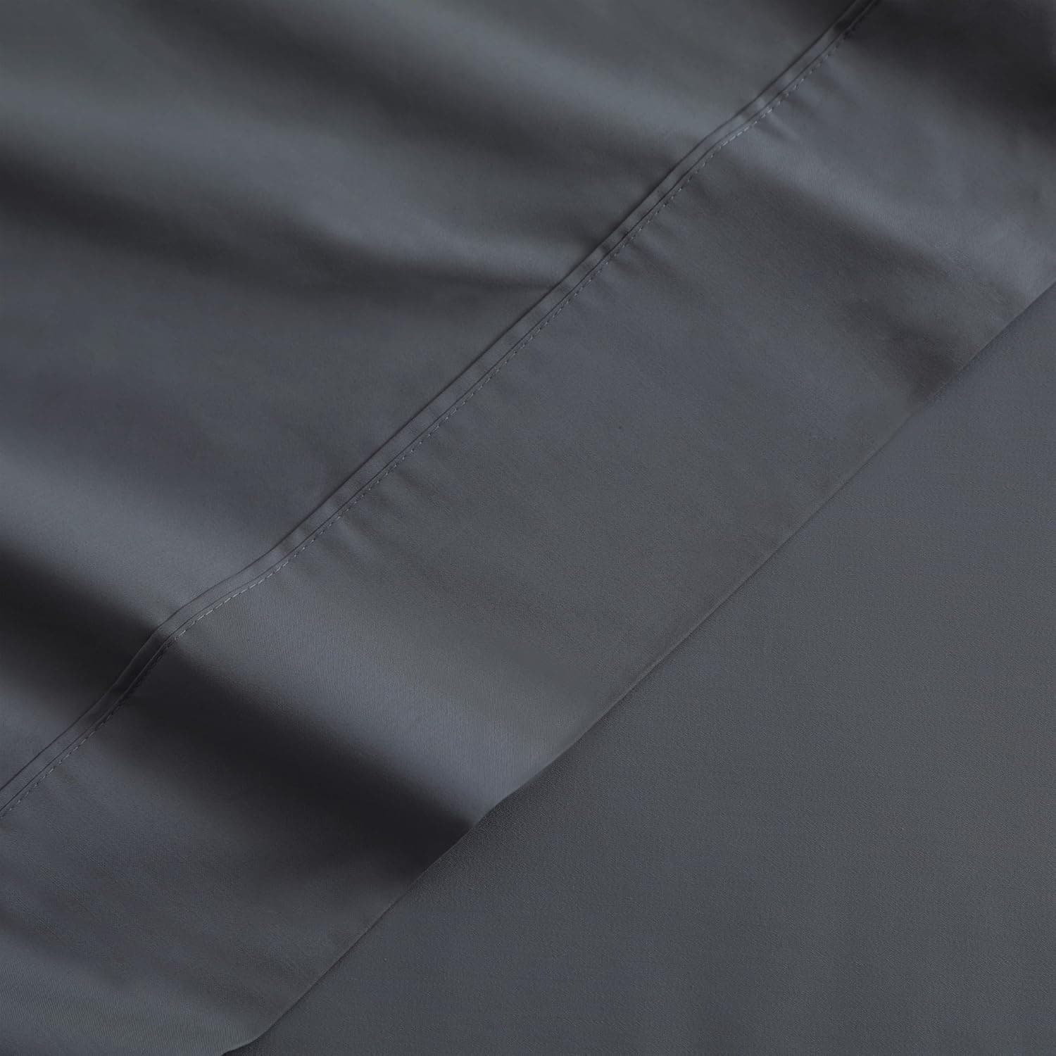 Pacote com apenas 2 lençóis de cima, tamanho Queen, 400 fios, 100% algodão egípcio - resistente a rugas, desbotamento, manchas (cinza escuro, queen, pacote com 2) - Imagem 3