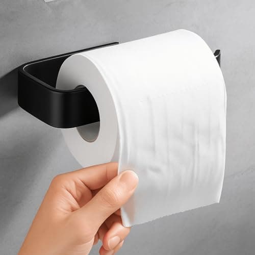 Suporte para rolo Papel Higiênico Banheiro Parede Porta Papel Prático não precisa furar dupla face (1, Preto)