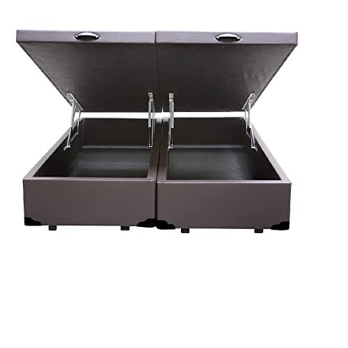 Cama Box KING SIZE com Bau Pistão a gás marrom corino Bipartido - 193x203
