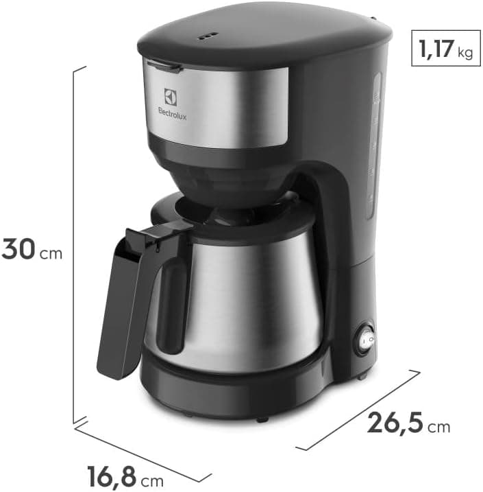 Cafeteira Elétrica Electrolux Jarra inox filtro permanente removivel sistema corta pingos capacidade 1,2L 30 xicaras função manter aquecido ECM22 127v - Imagem 4