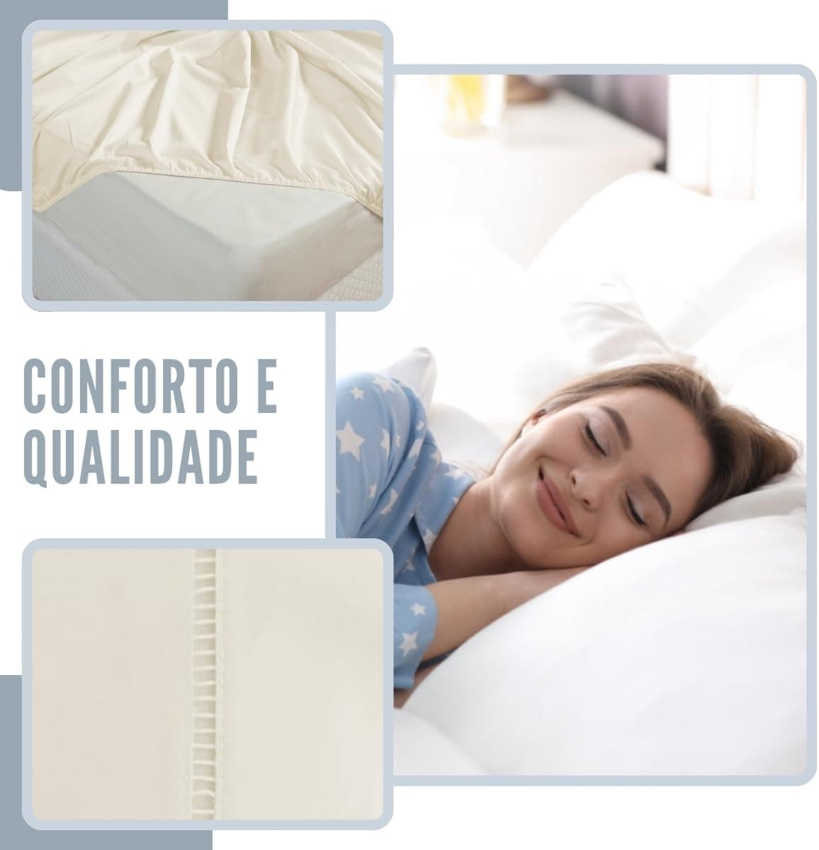 Jogo de lençol 400 fios Micropercal com elástico toque suave varios tamanhos (solteiro, casal, queen, King) (Branco, Casal) - Imagem 3