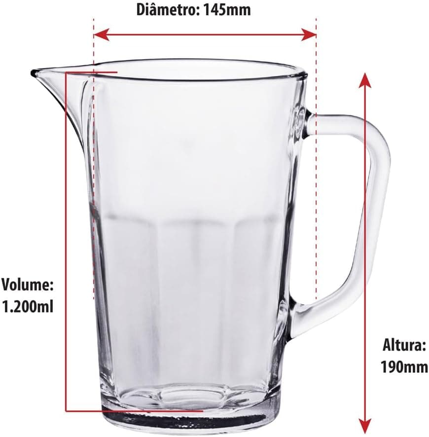 Ruvolo, Jarra de Suco Maxim, Jarra de Vidro para Água ou Suco 1.200ml - Imagem 3