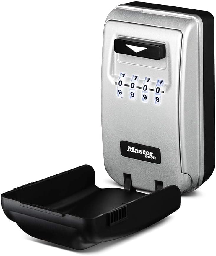 Master Lock SAFE5425D Defina sua própria combinação de caixa de bloqueio de montagem na parede com mostradores iluminados, capacidade para 6 teclas, preto