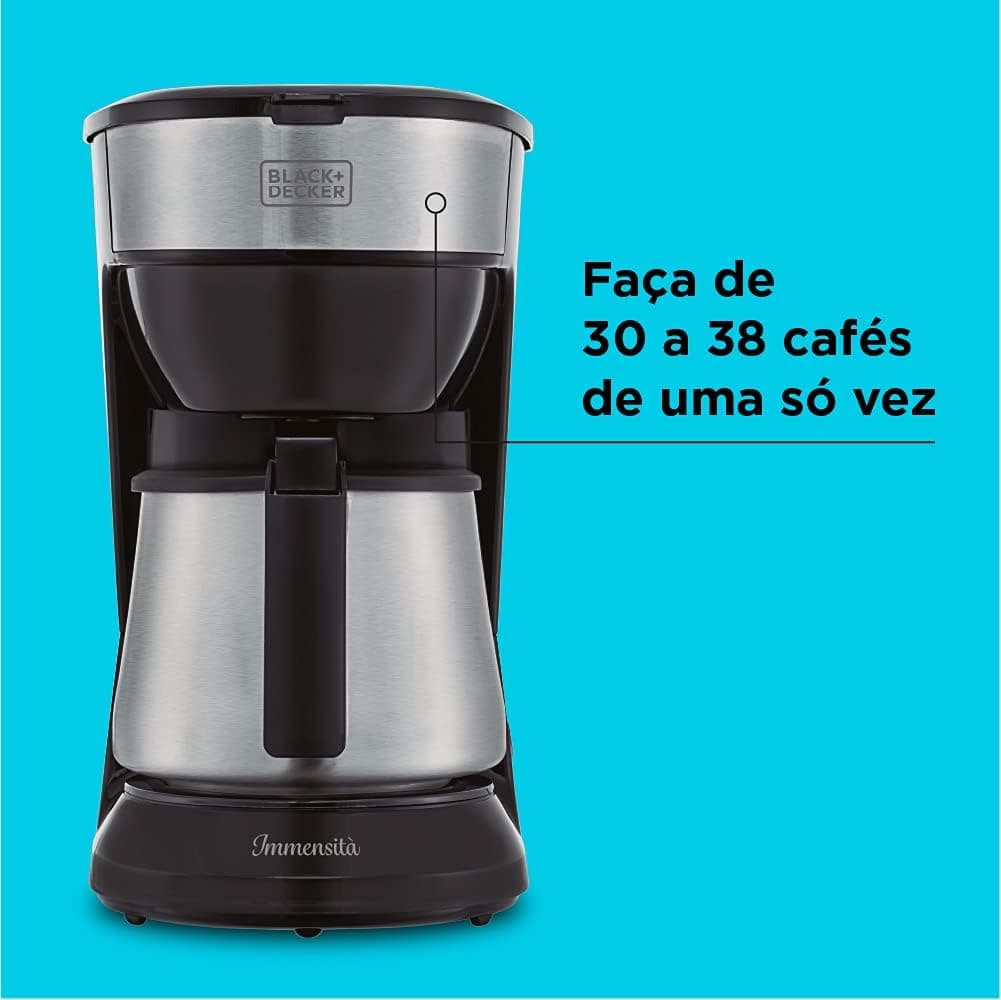 BLACK+DECKER Cafeteira Elétrica com Jarra de Inox 38 Xícaras de Café, Preta, Potência 850W, Modelo CM38, 220V - Imagem 3
