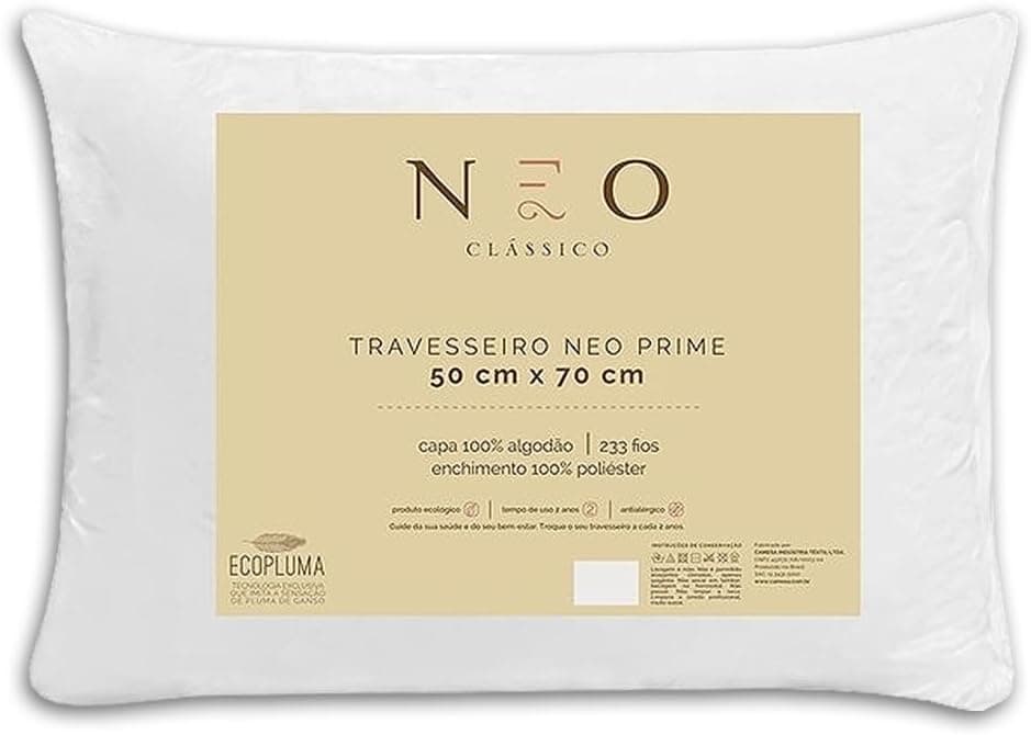 Travesseiro Toque de Pluma Neo Prime Ecopluma Camesa para fronhas 50x70cm Branco