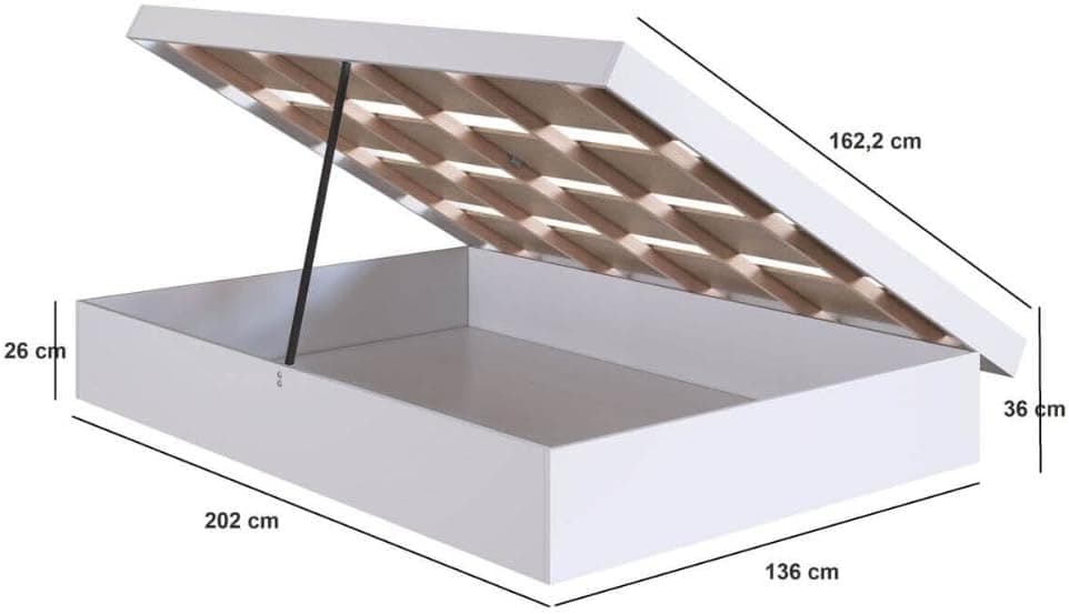 Cama Box Casal Queen com Baú Cb1160 158x198cm Haste Articulável de Aço Branco - Art In Móveis - Imagem 4