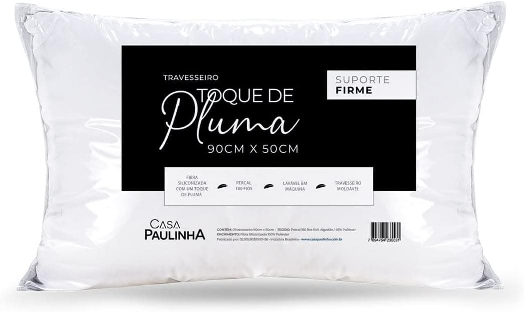Kit 02 Travesseiros Toque de Pluma King Ganso Percal 180 Fios 90x50cm Lavável em Máquina, Antiácaro, Antialérgico - Imagem 3