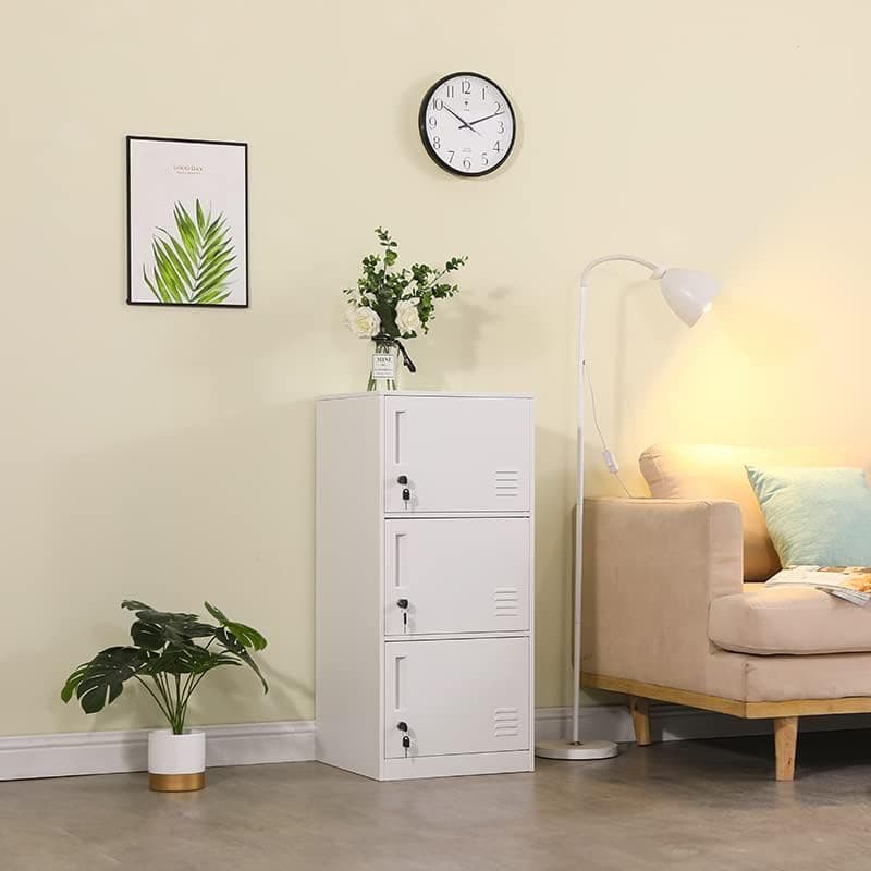 Armário de armazenamento vertical de metal de 3 portas para quarto de crianças, escola, escritório, casa, armário de armazenamento de aço empilhável para brinquedos, roupas e equipamentos esportivos - Imagem 3