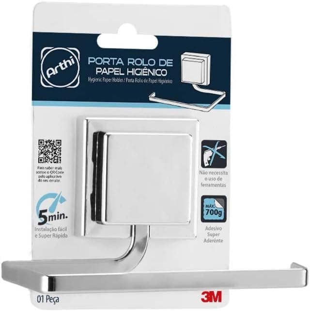 Papeleira 3M | Design Sofisticado | Prática Instalação | Capacidade para 1 Rolo de Papel | Resistente à Ferrugem | Fita Colante 3M | Organizador de Banheiro | Utilidades Domésticas | Casa e Cozinha - Imagem 2