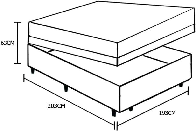 Cama Box Baú King Colchão Top Line Mola Bonnel + Box Bipartido Suede Marrom Serra Negra 63x193x203 - Imagem 3