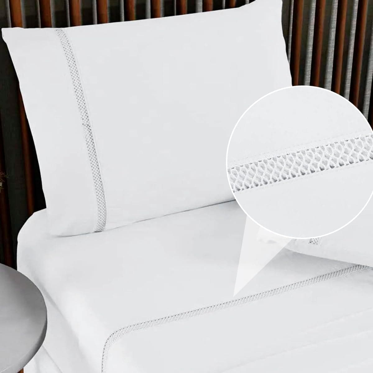 Jogo de Lençol Liso Ponto Infinity 03 Peças Micropercal 400 Fios Toque Macio Cor (BRANCO, SOLTEIRO)