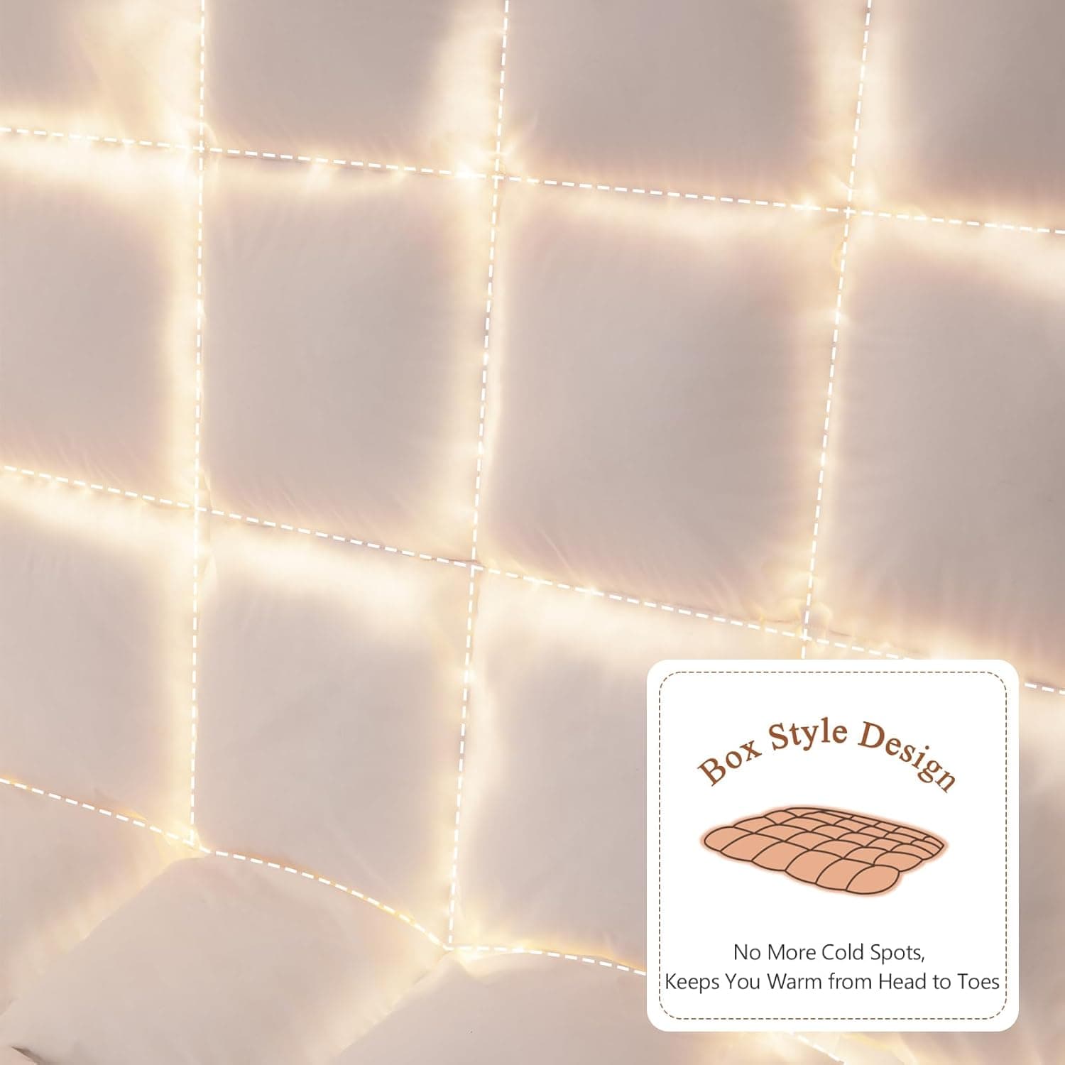 DWR Edredão King de luxo grande, 50% enchimento de plumas, mistura de algodão ultramacio, peso médio, enchimento de edredom estilo hotel com laços (300 x 238 cm, branco) - Imagem 3