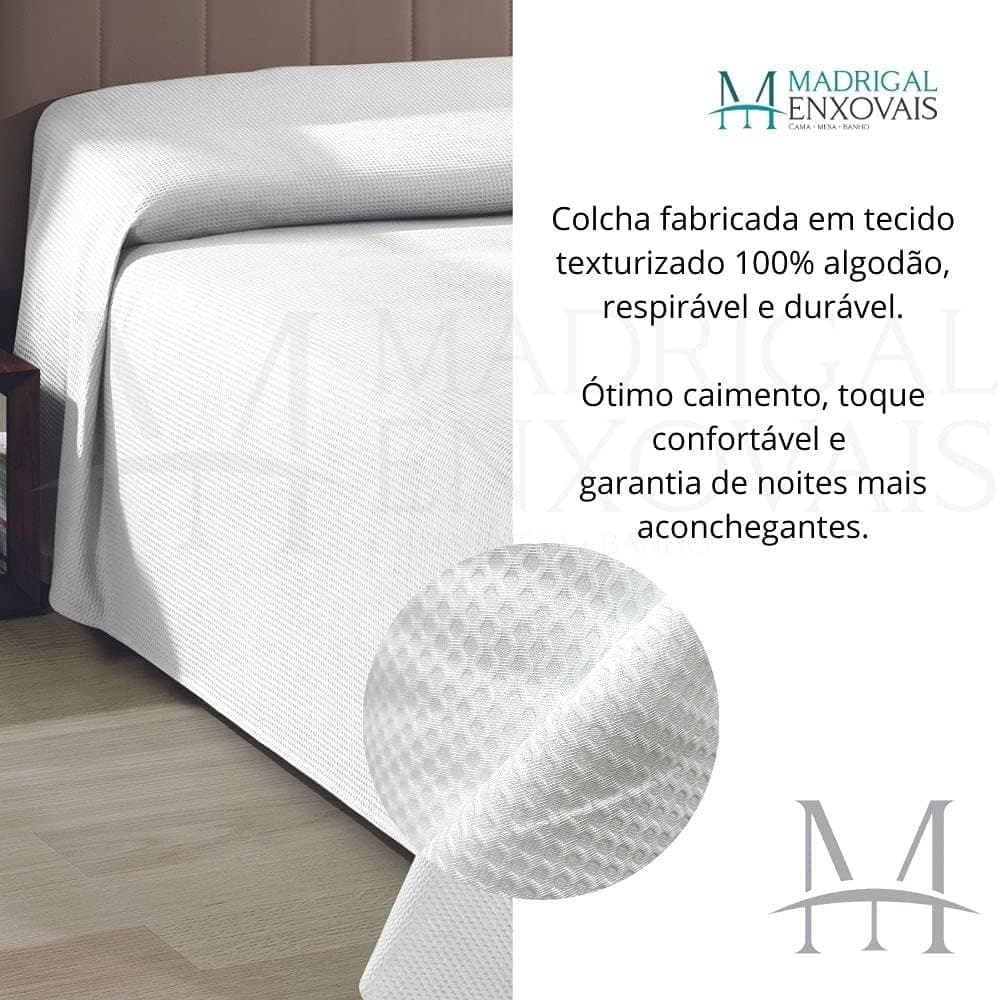 Kit Colcha Casal Piquet 2,20 x 2,50 C/fronhas Dohler U BRANCO - Imagem 4