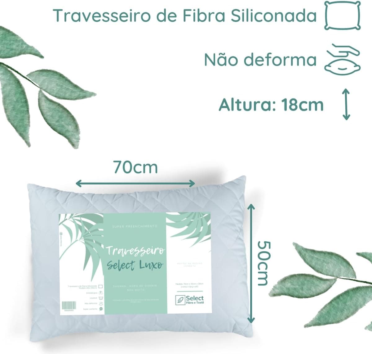 Kit 4 Travesseiros TRP Imports Select Luxo Fibras Importada E Antialérgica - Imagem 3
